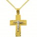 Μασίφ σταυρός με τον Εσταυρωμένο χρυσός Κ14 με αλυσίδα